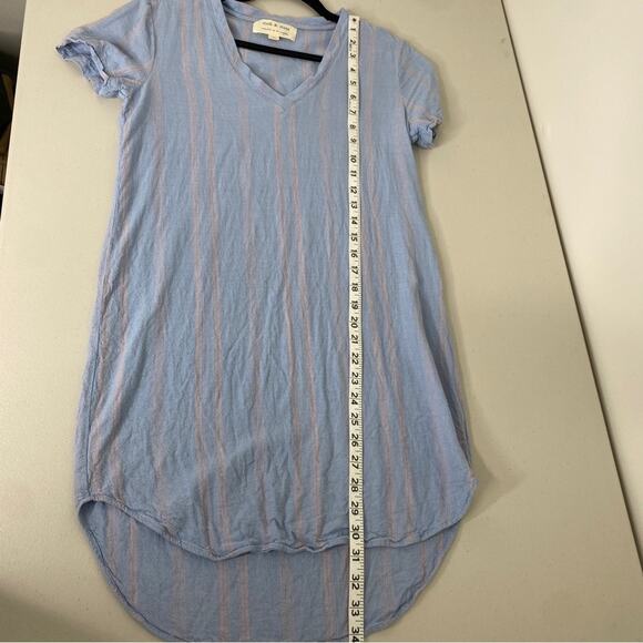 Anthropologie Cloth & Stone Blue Pink Striped Linen Blend T-Shirt Dress XS - Picture 9 of 9
